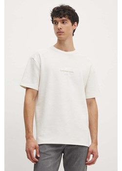 Calvin Klein Jeans t-shirt bawełniany męski kolor beżowy z aplikacją J30J325645 ze sklepu ANSWEAR.com w kategorii T-shirty męskie - zdjęcie 173998832