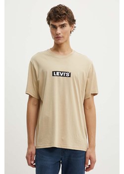 Levi&apos;s t-shirt bawełniany męski kolor beżowy z nadrukiem A2082 ze sklepu ANSWEAR.com w kategorii T-shirty męskie - zdjęcie 173998893