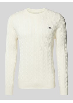 Sweter z dzianiny z wzorem warkocza ze sklepu Peek&Cloppenburg  w kategorii Swetry męskie - zdjęcie 173999353