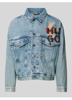 Kurtka jeansowa z nadrukiem z logo ze sklepu Peek&Cloppenburg  w kategorii Kurtki męskie - zdjęcie 173999383
