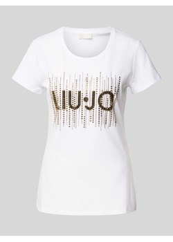 T-shirt z obszyciem z kamieni stras ze sklepu Peek&Cloppenburg  w kategorii Bluzki damskie - zdjęcie 173999651