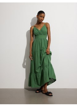 Reserved - Sukienka maxi z bawełny - zielony ze sklepu Reserved w kategorii Sukienki - zdjęcie 174003484