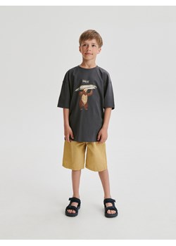 Reserved - T-shirt oversize z nadrukiem - ciemnoszary ze sklepu Reserved w kategorii T-shirty chłopięce - zdjęcie 174003972
