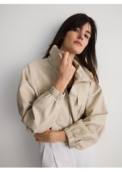 Reserved - Krótka kurtka z imitcji skóry - kremowy ze sklepu Reserved w kategorii Kurtki damskie - zdjęcie 174004054