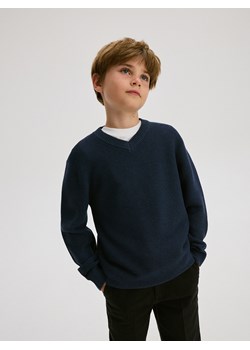 Reserved - Strukturalny sweter z bawełną - granatowy ze sklepu Reserved w kategorii Swetry chłopięce - zdjęcie 174004250