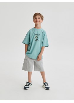 Reserved - T-shirt oversize z nadrukiem - miętowy ze sklepu Reserved w kategorii T-shirty chłopięce - zdjęcie 174004291