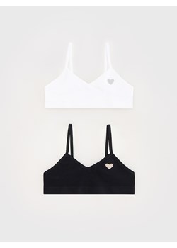 Reserved - Top z haftem 2 pack - biały - id: 136BO-00X - marki Reserved - 174005653 Reserved - Top z haftem 2 pack - biały ze sklepu Reserved w kategorii Staniki dla dziewczynki - zdjęcie 174005653
