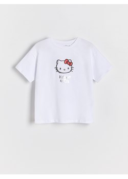Reserved - T-shirt z nadrukiem Hello Kitty - biały ze sklepu Reserved w kategorii Bluzki dziewczęce - zdjęcie 174005902