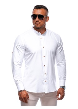 Koszula męska z długim rękawem 693K - biała ze sklepu Edoti w kategorii Koszule męskie - zdjęcie 174006470