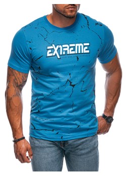 T-shirt męski z nadrukiem 1999S - niebieski ze sklepu Edoti w kategorii T-shirty męskie - zdjęcie 174006503