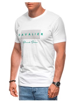 T-shirt męski z nadrukiem 1985S - biały ze sklepu Edoti w kategorii T-shirty męskie - zdjęcie 174006510