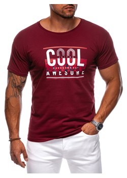 T-shirt męski z nadrukiem 1980S - ciemnoczerwony ze sklepu Edoti w kategorii T-shirty męskie - zdjęcie 174006524