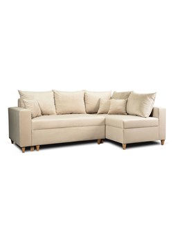 Beżowa rozkładana sofa narożna prawostronna - Hutis ze sklepu Edinos.pl w kategorii Sofy i kanapy - zdjęcie 174007842