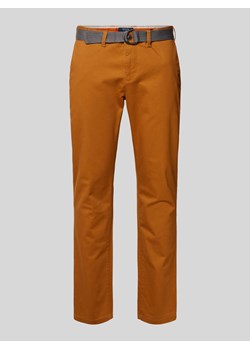 Spodnie o kroju slim fit z paskiem ze sklepu Peek&Cloppenburg  w kategorii Spodnie męskie - zdjęcie 174009312