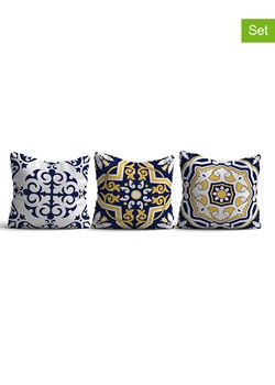 ABERTO DESIGN Poduszki (3 szt.) w kolorze granatowo-biało-żółtym - 43 x 43 cm ze sklepu Limango Polska w kategorii Poduszki dekoracyjne - zdjęcie 174011444