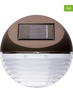 Best Season Solarne lampy ścienne LED (3 szt.) &quot;Fency&quot; w kolorze brązowym - Ø 11 cm ze sklepu Limango Polska w kategorii Oświetlenie ogrodowe - zdjęcie 174012032