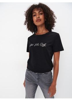 Mohito - T-shirt z napisem - czarny ze sklepu Mohito w kategorii Bluzki damskie - zdjęcie 174017674