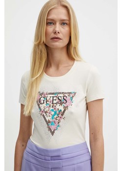 Guess t-shirt CHERRY FLOWER damski kolor beżowy W4YI26 J1314 ze sklepu ANSWEAR.com w kategorii Bluzki damskie - zdjęcie 174018120