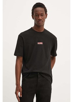 HUGO t-shirt bawełniany męski kolor czarny z nadrukiem 50519714 ze sklepu ANSWEAR.com w kategorii T-shirty męskie - zdjęcie 174018141