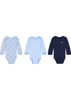 Body z długim rękawem dla niemowląt Nike Baby Essentials (0–9 M) (3 szt.) - Niebieski ze sklepu Nike poland w kategorii Odzież dla niemowląt - zdjęcie 174019762