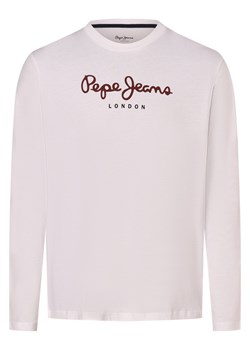 Pepe Jeans Męska koszulka z długim rękawem - Eggo Long Mężczyźni Bawełna biały nadruk ze sklepu vangraaf w kategorii T-shirty męskie - zdjęcie 174022554