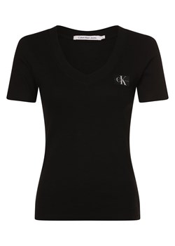 Calvin Klein Jeans Koszulka damska Kobiety Bawełna czarny jednolity ze sklepu vangraaf w kategorii Bluzki damskie - zdjęcie 174025121