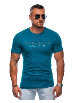 T-shirt męski z nadrukiem 2000S - ciemnoturkusowy ze sklepu Edoti w kategorii T-shirty męskie - zdjęcie 174025704