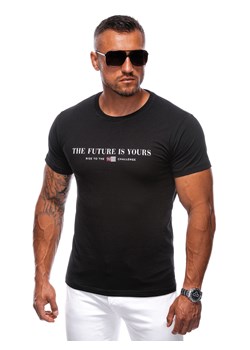 T-shirt męski z nadrukiem 1996S - czarny ze sklepu Edoti w kategorii T-shirty męskie - zdjęcie 174025712