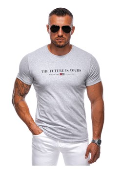 T-shirt męski z nadrukiem 1996S - szary ze sklepu Edoti w kategorii T-shirty męskie - zdjęcie 174025724