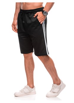 Krótkie spodenki męskie dresowe 521W - czarne ze sklepu Edoti w kategorii Spodenki męskie - zdjęcie 174025743