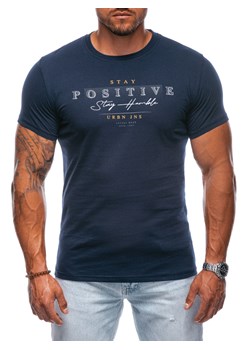 T-shirt męski z nadrukiem 2000S - granatowy ze sklepu Edoti w kategorii T-shirty męskie - zdjęcie 174025754