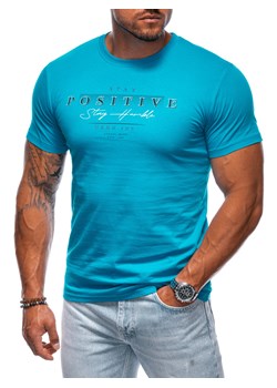 T-shirt męski z nadrukiem 2000S - turkusowy ze sklepu Edoti w kategorii T-shirty męskie - zdjęcie 174025792
