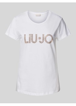 T-shirt z obszyciem ozdobnymi kamieniami z logo ze sklepu Peek&Cloppenburg  w kategorii Bluzki damskie - zdjęcie 174026454