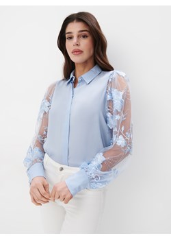 Mohito - Niebieska koszula z ozdobnymi rękawami - błękitny ze sklepu Mohito w kategorii Koszule damskie - zdjęcie 174028880