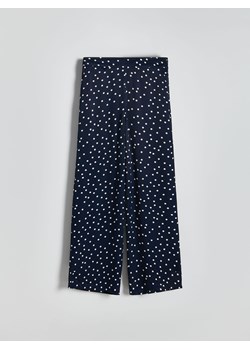 Reserved - Szerokie spodnie z wiskozy - granatowy ze sklepu Reserved w kategorii Spodnie damskie - zdjęcie 174029141