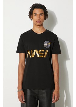 Alpha Industries t-shirt bawełniany NASA Reflective T kolor czarny z nadrukiem 178501.365 ze sklepu PRM w kategorii T-shirty męskie - zdjęcie 174031054