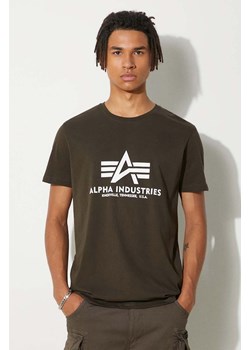 Alpha Industries t-shirt bawełniany Basic kolor brązowy z nadrukiem 100501.413-BRAZOWY ze sklepu PRM w kategorii T-shirty męskie - zdjęcie 174031062