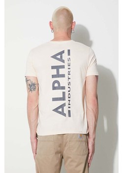 Alpha Industries t-shirt bawełniany kolor beżowy z nadrukiem 128507.578-JetStreamW ze sklepu PRM w kategorii T-shirty męskie - zdjęcie 174031103