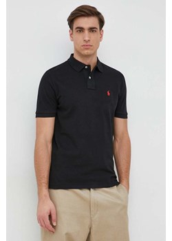 Polo Ralph Lauren polo bawełniane kolor czarny gładki ze sklepu PRM w kategorii T-shirty męskie - zdjęcie 174031293