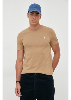 Polo Ralph Lauren t-shirt bawełniany kolor beżowy 710671438 ze sklepu PRM w kategorii T-shirty męskie - zdjęcie 174031313