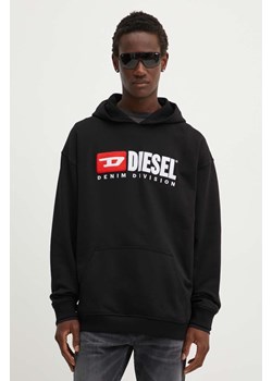 Diesel bluza bawełniana S-BOXT-HOOD-DIV męska kolor czarny z kapturem z aplikacją A14945.0GEAD ze sklepu ANSWEAR.com w kategorii Bluzy męskie - zdjęcie 174034710