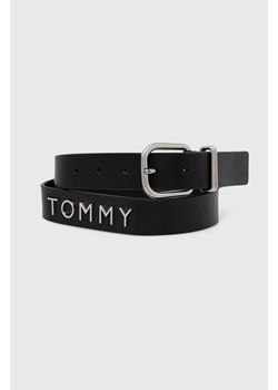 Tommy Jeans pasek skórzany damski kolor czarny AW0AW16255 ze sklepu ANSWEAR.com w kategorii Paski damskie - zdjęcie 174035333