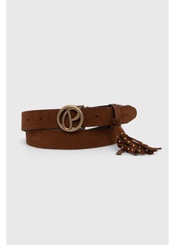 Pepe Jeans pasek zamszowy ATHELEA BELT kolor brązowy PL020858 ze sklepu ANSWEAR.com w kategorii Paski damskie - zdjęcie 174035350