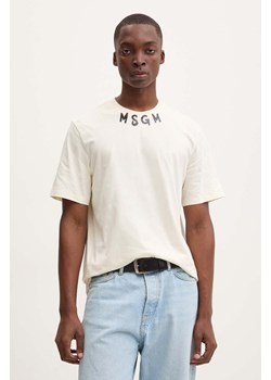 MSGM t-shirt bawełniany męski kolor beżowy z nadrukiem 3740MM102.247798 ze sklepu ANSWEAR.com w kategorii T-shirty męskie - zdjęcie 174035643