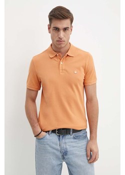 United Colors of Benetton polo bawełniane kolor pomarańczowy gładki ze sklepu ANSWEAR.com w kategorii T-shirty męskie - zdjęcie 174035844