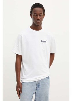 Herschel t-shirt bawełniany męski kolor biały z nadrukiem ze sklepu ANSWEAR.com w kategorii T-shirty męskie - zdjęcie 174035904