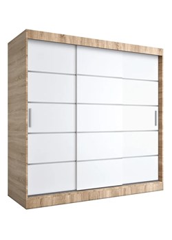 Szafa przesuwna dąb sonoma + biały 200 cm - Bohosa 6X ze sklepu Edinos.pl w kategorii Szafy - zdjęcie 174036631