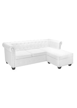 Narożnik z leżanką w stylu Chesterfield Xavier 4Q - biały ze sklepu Edinos.pl w kategorii Narożniki - zdjęcie 174036762