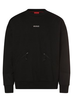 HUGO Bluza męska - Dautumnas Mężczyźni Bawełna czarny jednolity ze sklepu vangraaf w kategorii Bluzy męskie - zdjęcie 174039704