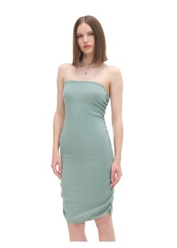 Cropp - Sukienka midi z ozdobnym marszczeniem - zielony ze sklepu Cropp w kategorii Sukienki - zdjęcie 174040042